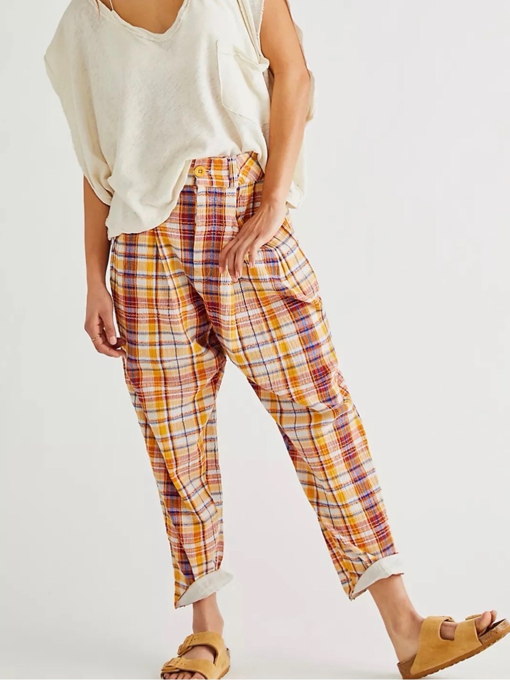 FREE PEOPLE Women’s Plaid Trousers